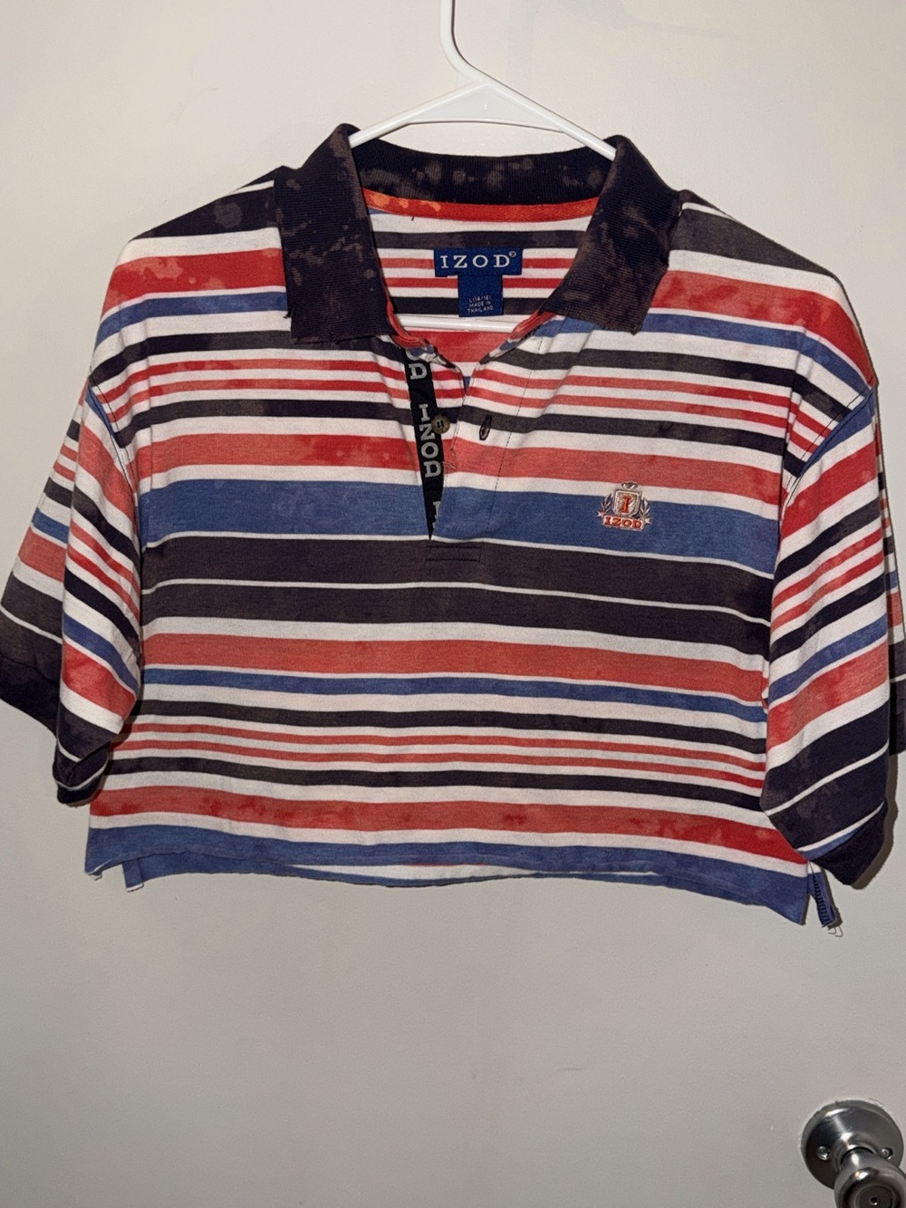 Izod Boys Striped Polo in Red, Blue & Black